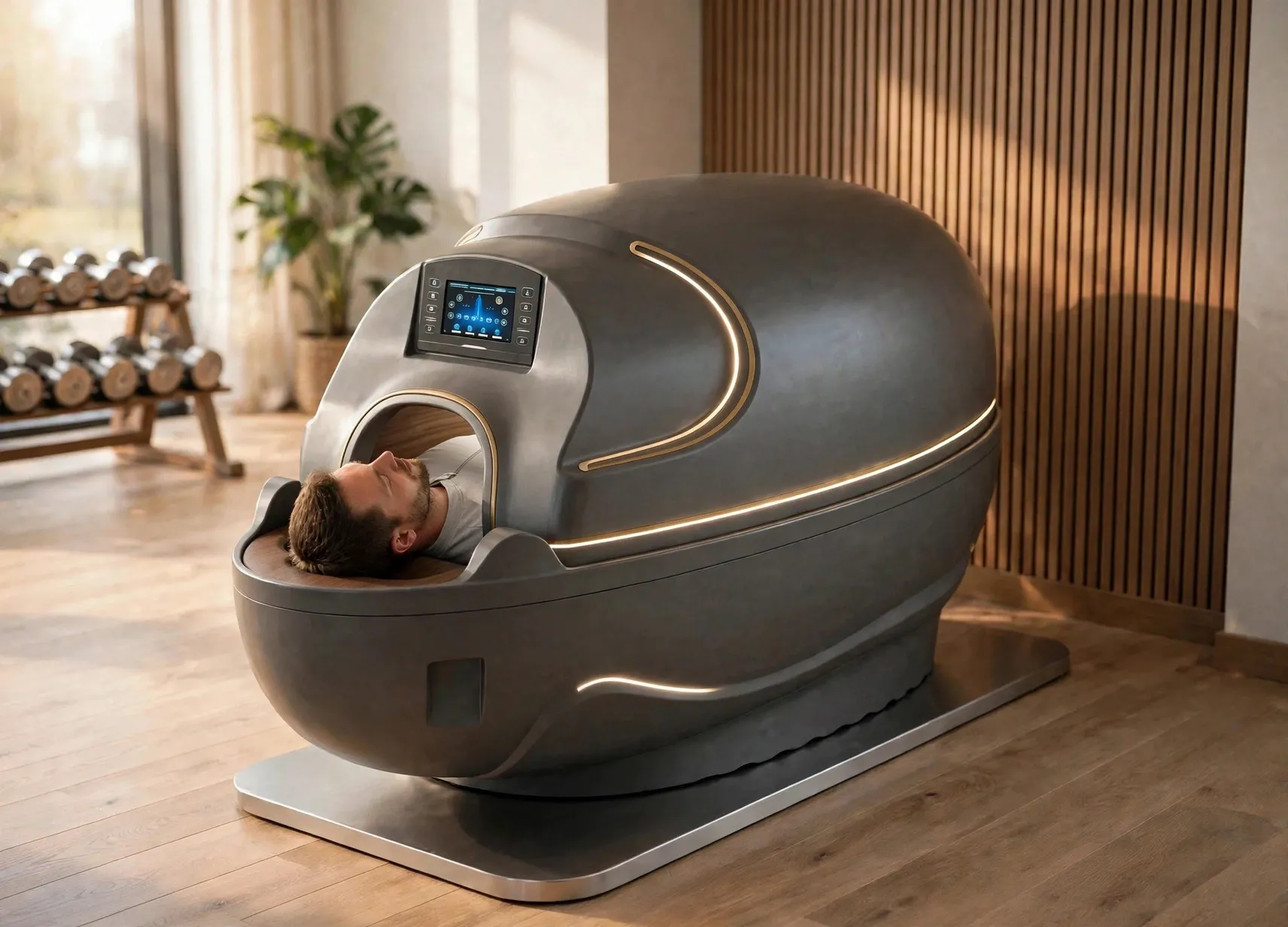 Recovery pod in a gym recovery zone