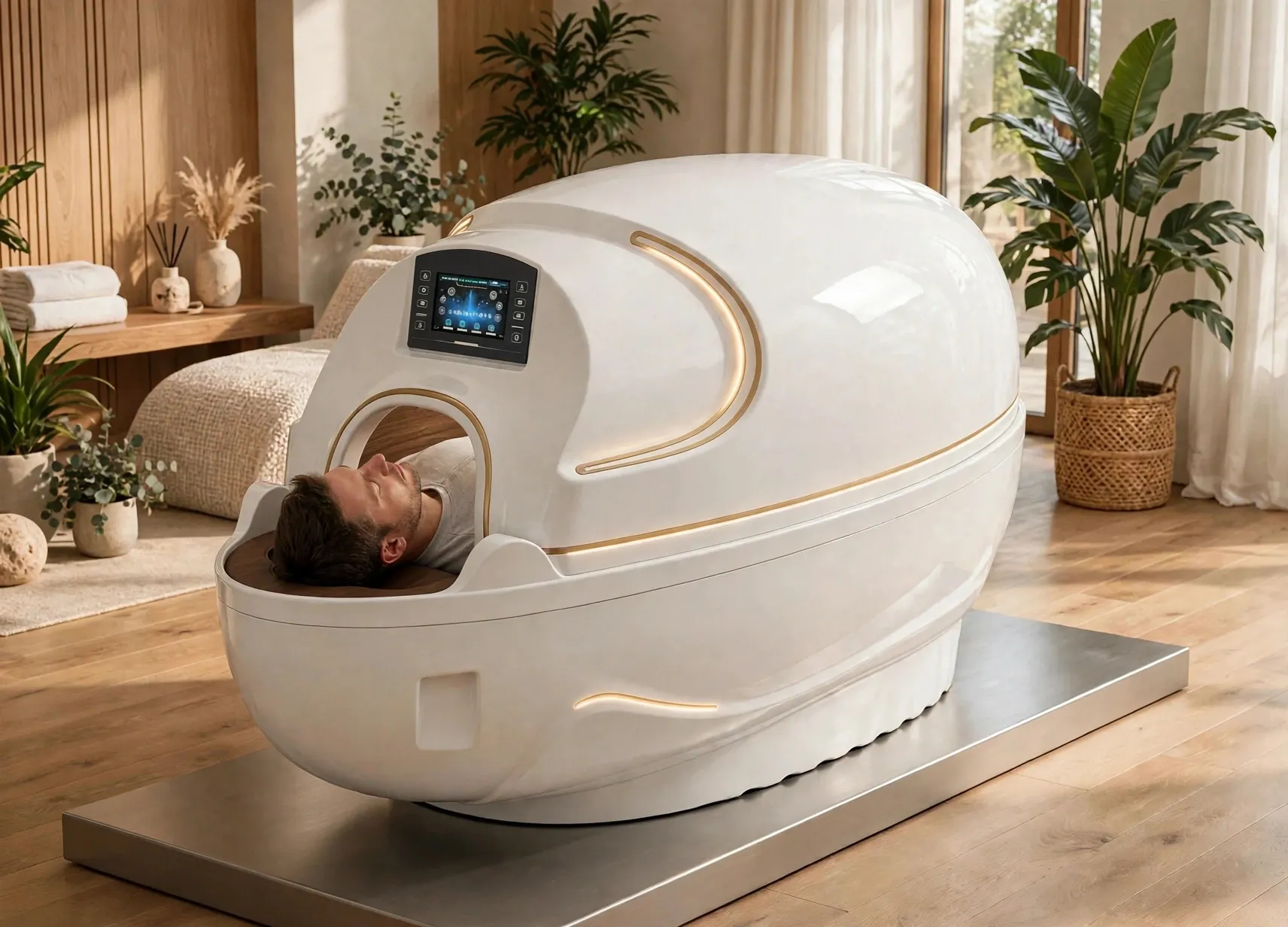 XIHE graphene far-infrared recovery pod in a wellness center