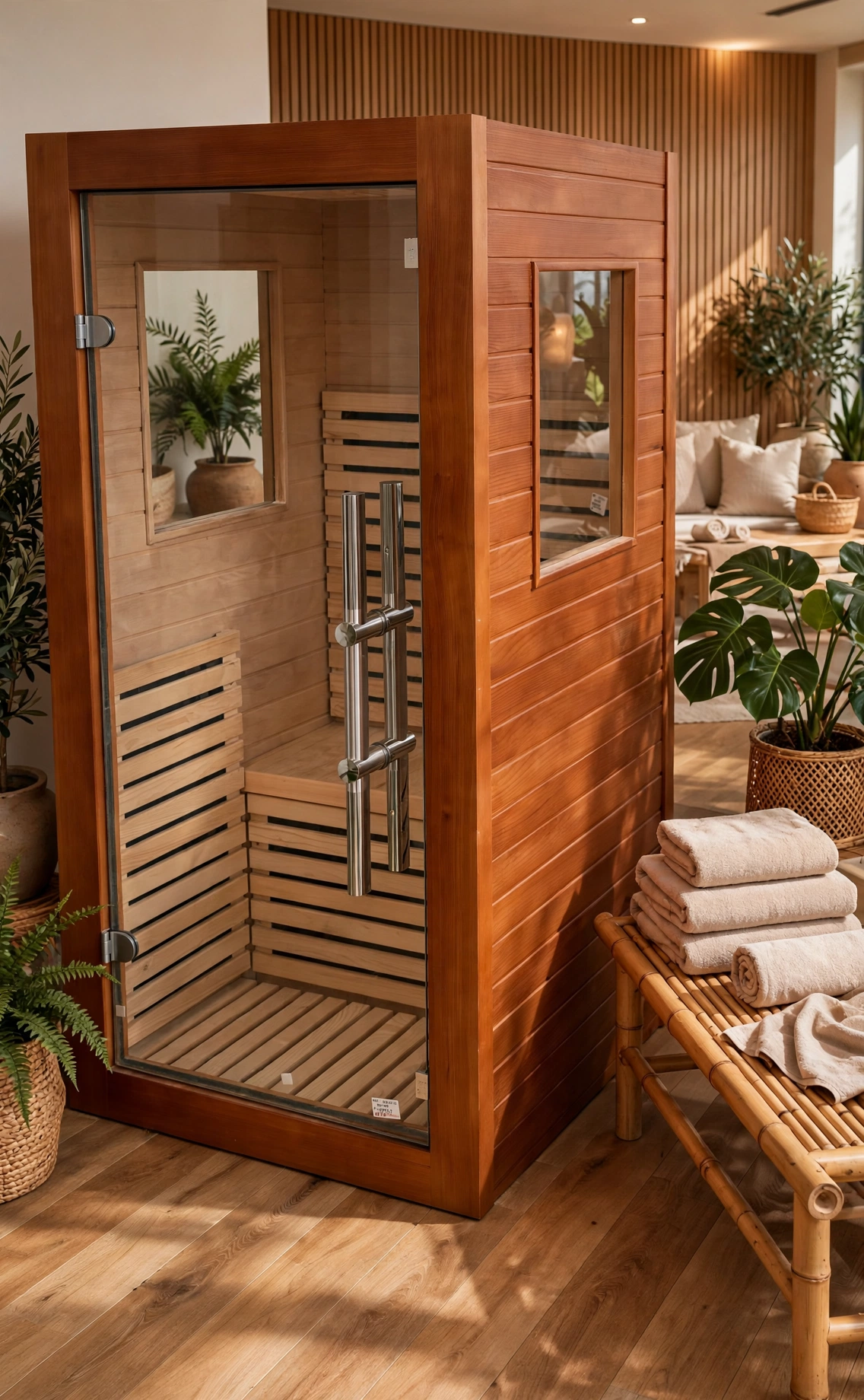 Sauna cabin in a wellness center